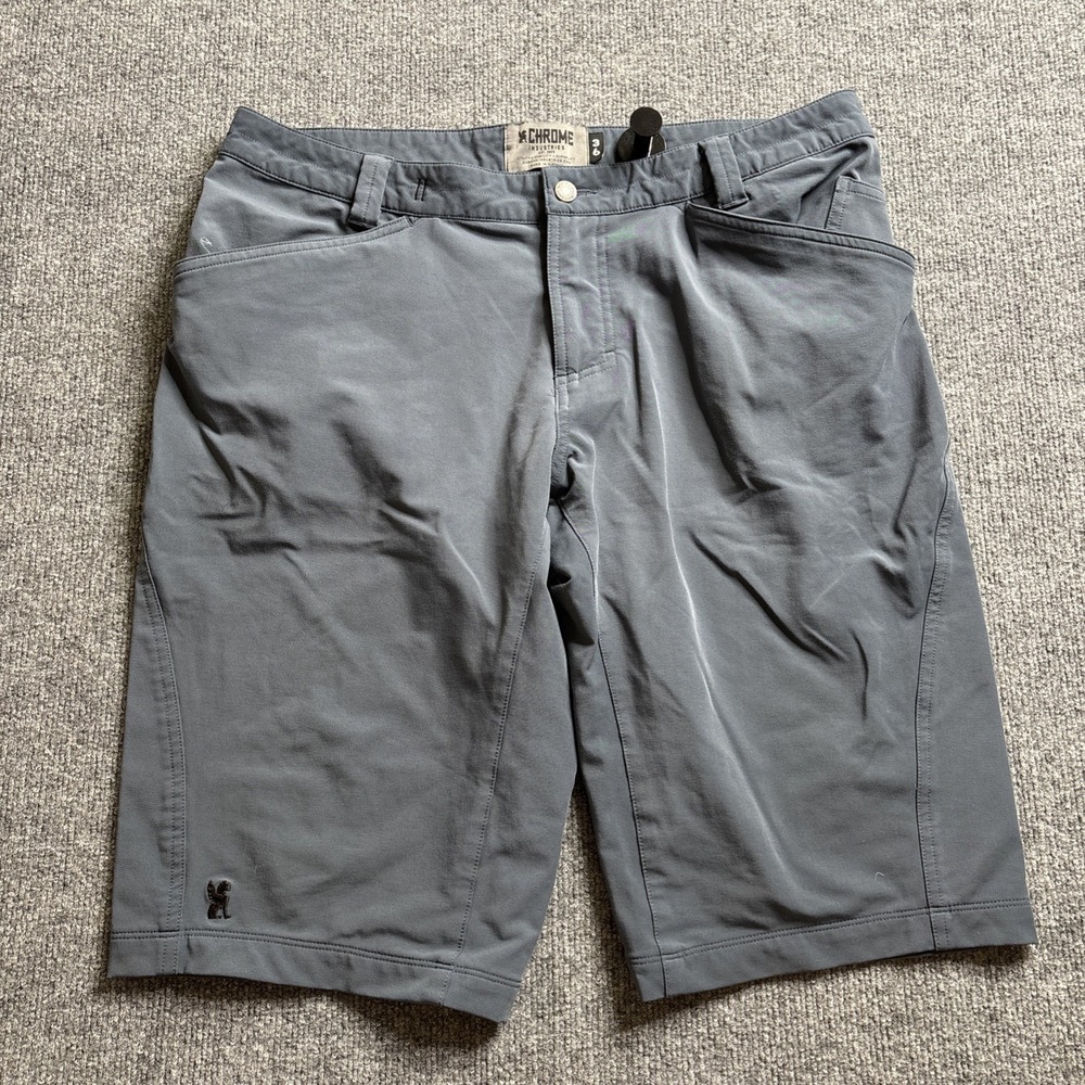 Chrome Industries Union 1.0 Shorts 14" Blue Men's Size 36 Cycling 4-Way Stretch